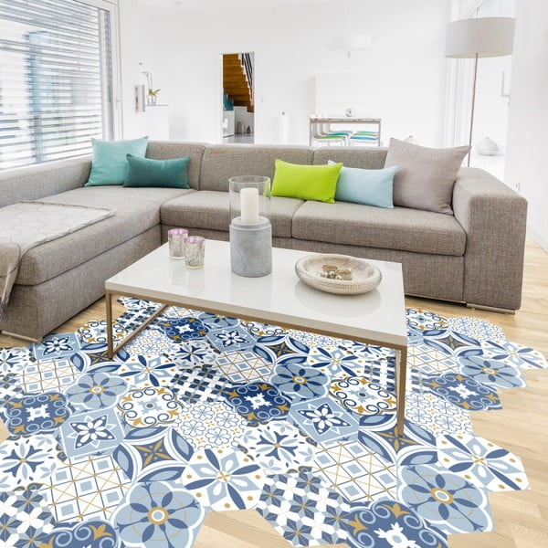 Set od 10 podnih samoljepljivih naljepnica Ambiance Hexagons Jelilna, 20 x 18 cm-image-1