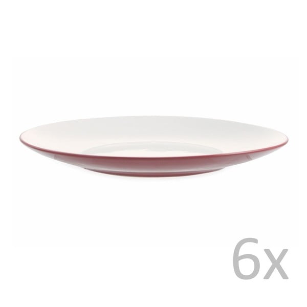 Set od 6 crvenih i bijelih tanjura Villa d&#39;Este Drive Piatto, Ø 27 cm
