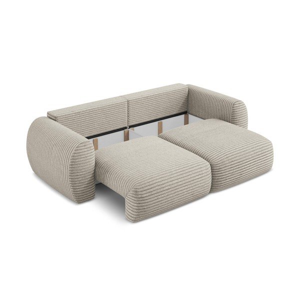 Svjetlo smeđa sklopiva/s prostorom za pohranu sofa od samta 266 cm Kini – Makamii-image-4