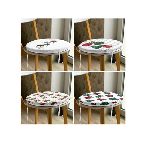Jastuci za sjedenje u setu 4 kom s božićnim motivom ø 40 cm Tartan – Mila Home-image-3