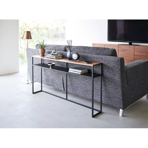 Crni/tamno smeđi pomoćni stol u dekoru jasena 20,5x126 cm Tower – YAMAZAKI-image-1