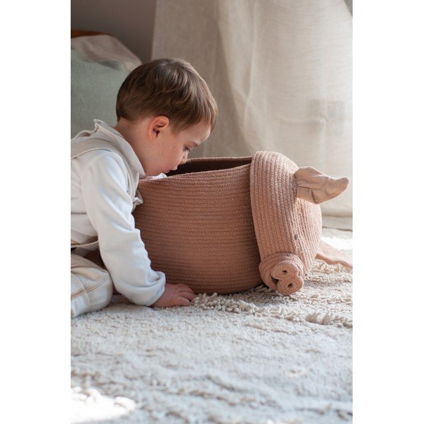 Svijetlo ružičasta tekstilna dječja kutija za pohranu ø 32x30 cm Peggy the Pig – Lorena Canals-image-3