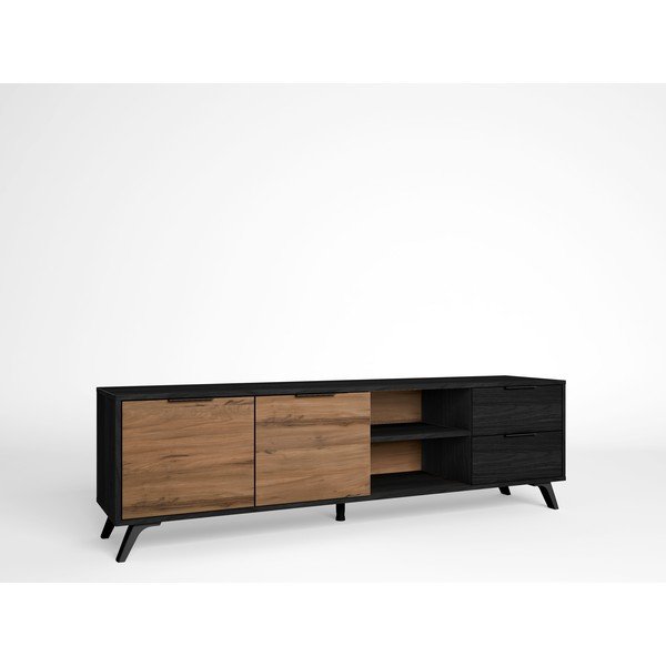 Crni/natur TV stol u dekoru oraha 181x53 cm Noe - Marckeric-image-4