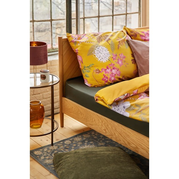 Oker posteljina od pamučnoga satena za bračni krevet Bonami Selection Blossom, 200 x 220 cm-image-1