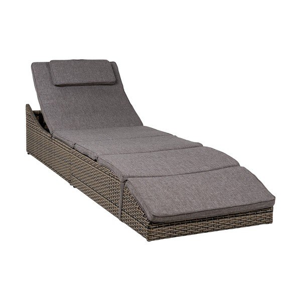 Siva sklopiva vrtna ležaljka od umjetnog ratana Split – House Nordic