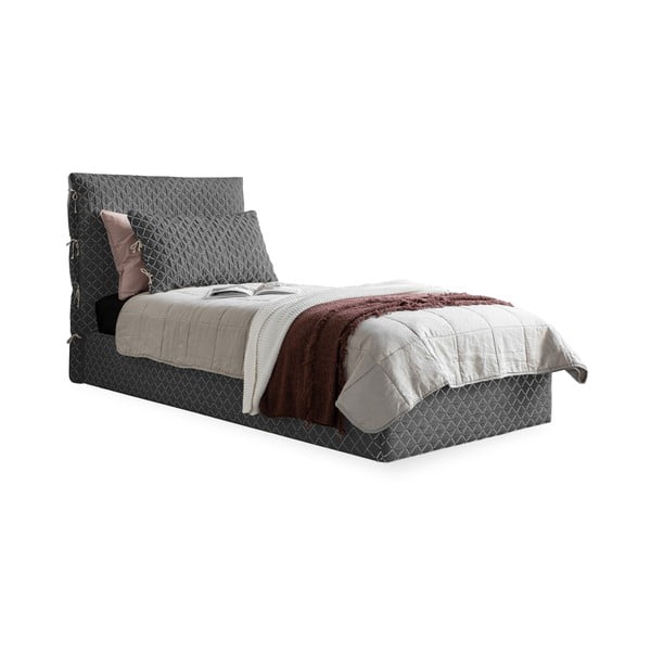 Sivi tapecirani krevet za jednu osobu s podnicom 90x200 cm Sleepy Luna - Miuform