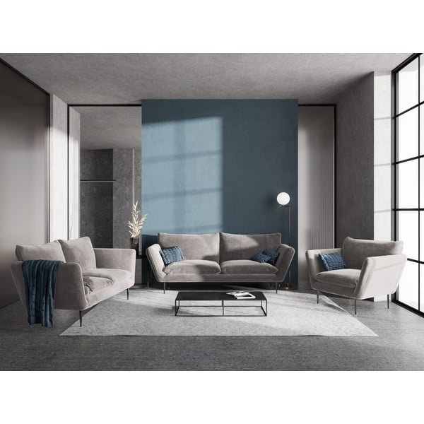 Bež baršunasta fotelja Mazzini Sofas Bagrem-image-1