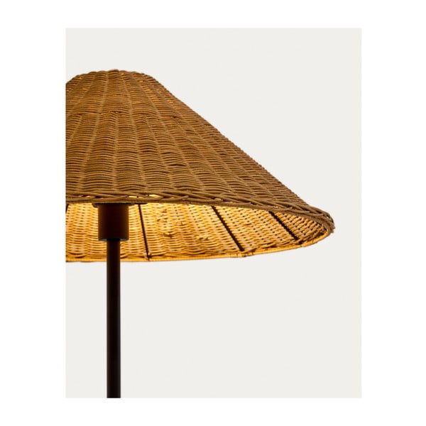 Crna/u prirodnoj boji stojeća svjetiljka sa sjenilom od ratana (visina 154 cm) Urania – Kave Home-image-2