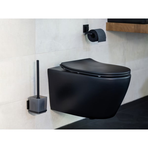 Crni samoljepljiv držač toaletnog papira od nehrđajućeg čelika Quadro – Wenko-image-3