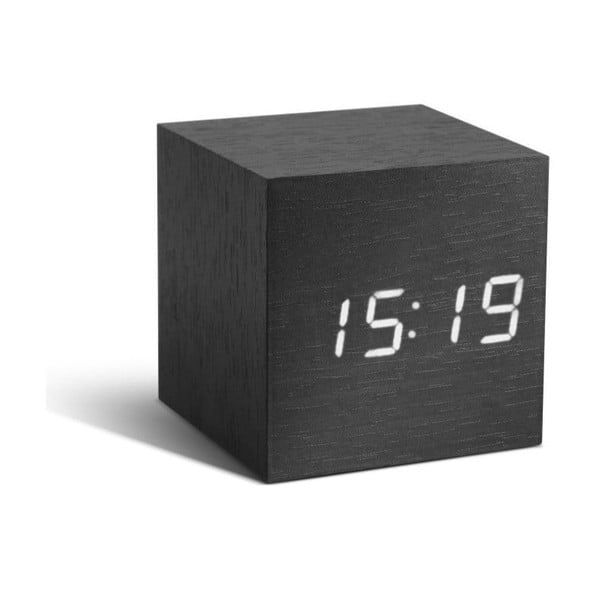 Tamnosiva budilica s bijelim LED zaslonom Gingko Cube Click Clock
