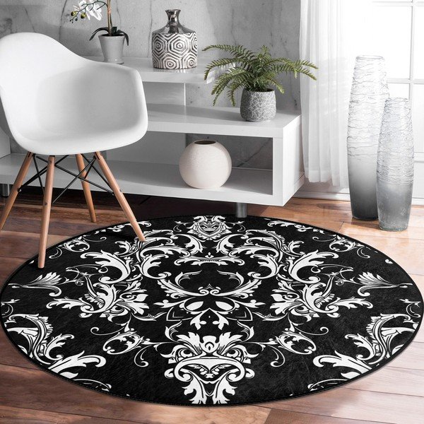 Crno-bijeli periv/pogodan za robotski usisavač okrugli tepih ø 80 cm Comfort – Mila Home-image-3