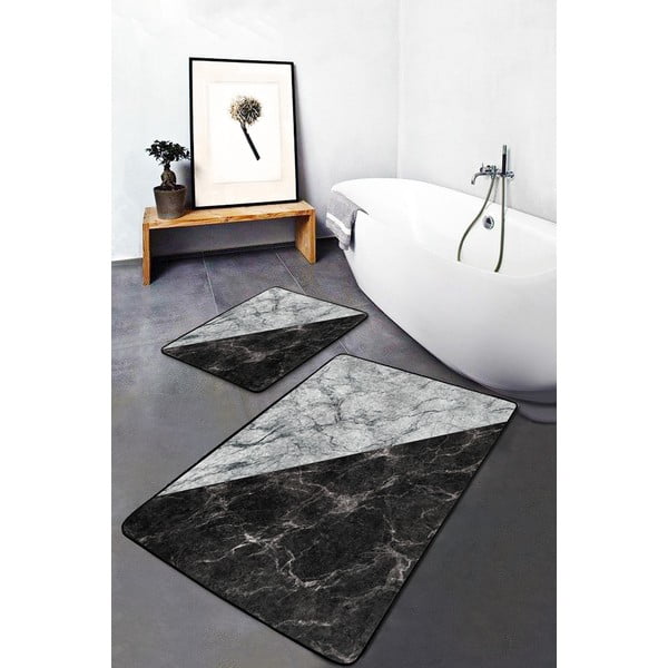 Crno-bijele kupaonske prostirke u setu 2 60x100 cm - Mila Home-image-2