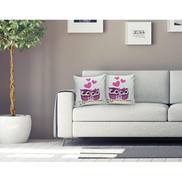Jastučnica s primjesom pamuka Minimalist Cushion Covers Hearts Owls, 45 x 45 cm-image-1