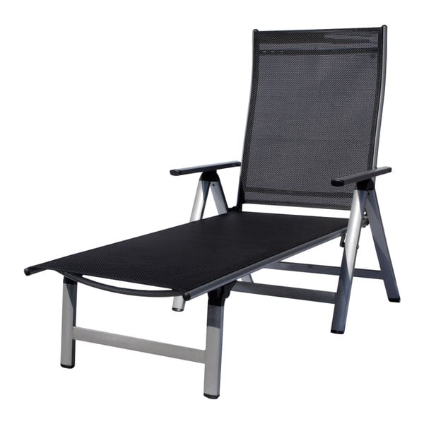 Crna/siva metalna sklopiva vrtna ležaljka London – Sun Garden-image-2
