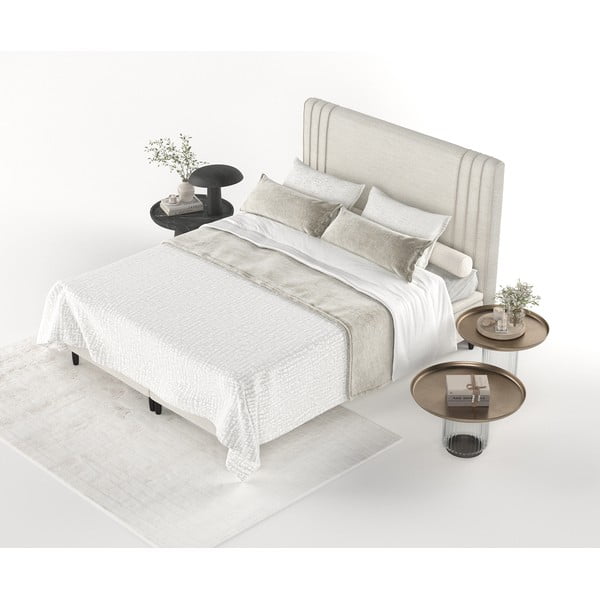 Bež tapecirani bračni krevet s prostorom za pohranu 140x200 cm Musca – Maison de Rêve-image-4