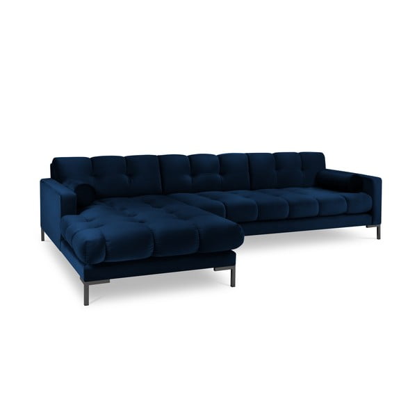 Tamnoplava baršunasta kutna garnitura Cosmopolitan Design Bali, lijevi kut-image-2