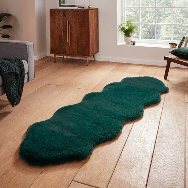Petrolej zelena sintetička staza 60x180 cm Super Teddy – Think Rugs-image-1