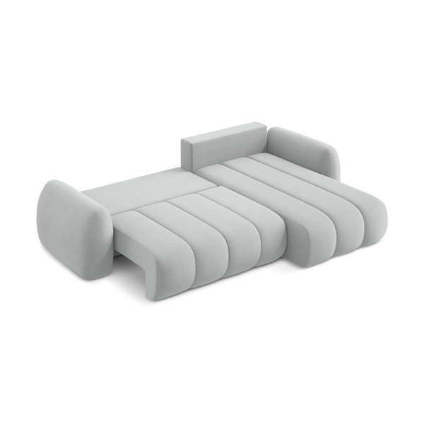 Svijetlo siva sklopiva/s prostorom za pohranu kutna garnitura od bouclé tkanine (s desnim kutom/s ležaljkom) Pele – Makamii-image-4