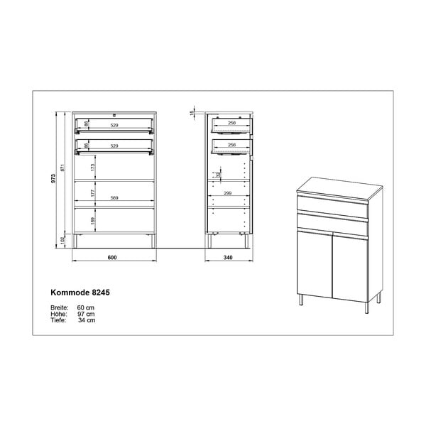 Bijeli kupaonski ormarić 60x97 cm Salinas - Germania-image-4