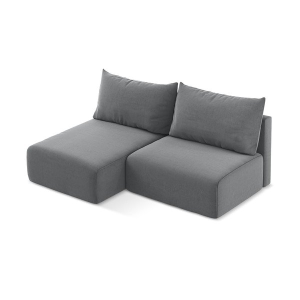 Siva baršunasti sklopiva/s prostorom za odlaganje kutna garnitura (s lijevim kutom/s ležaljkom) Kalena – Makamii-image-3