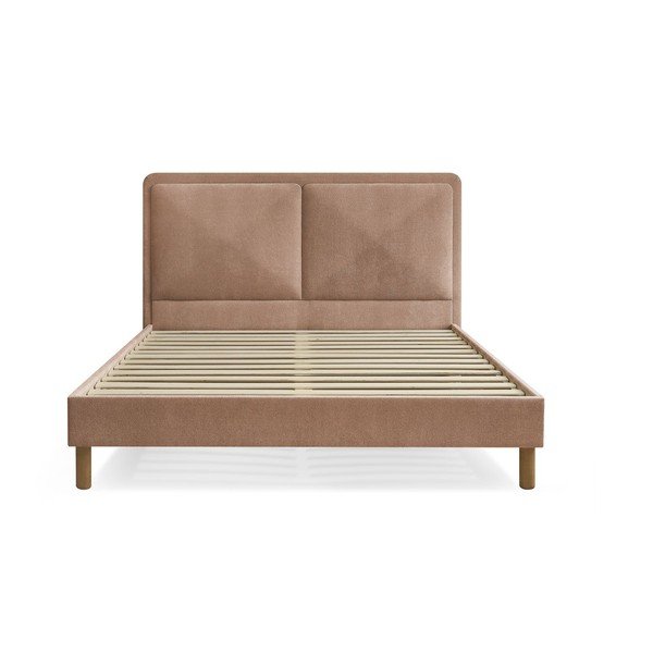 Prljavo rozi podstavljeni tapecirani bračni krevet s podnicom 180x200 cm Mara – Bobochic Paris