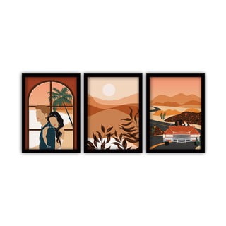 Set od 3 slike u crnim okvirima Vavien Artwork Summer, 35 x 45 cm