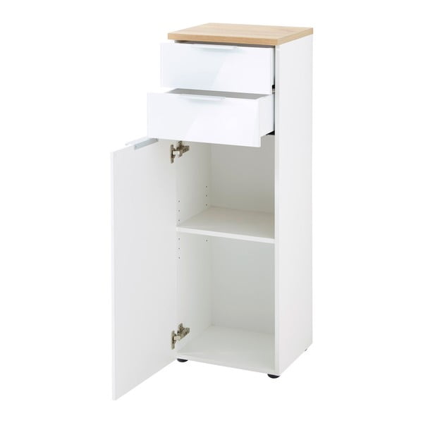 Bijeli visoki kupaonski ormarić u dekoru hrasta 39x112 cm Pescara – Germania-image-3