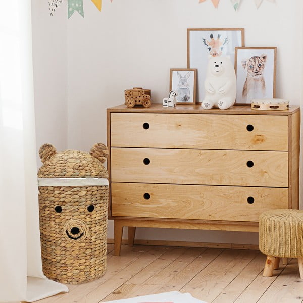 Dječja kutija za pohranu od vodenog zumbula u prirodnoj boji ø 30x56 cm Bear – Compactor-image-1