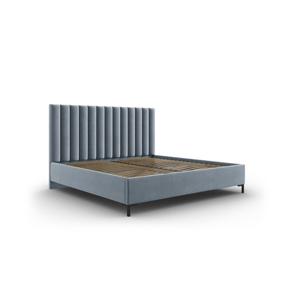 Svijetlo plavi tapecirani bračni krevet s prostorom za pohranu s podnicom 180x200 cm Casey – Mazzini Beds