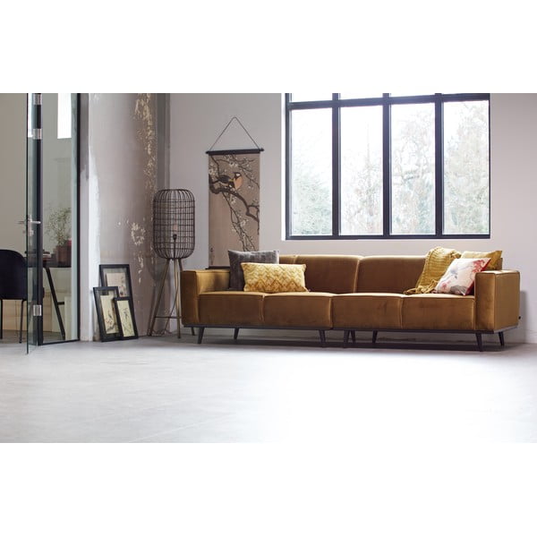 Žuta  baršunasti sofa 280 cm Statement – WOOOD-image-4
