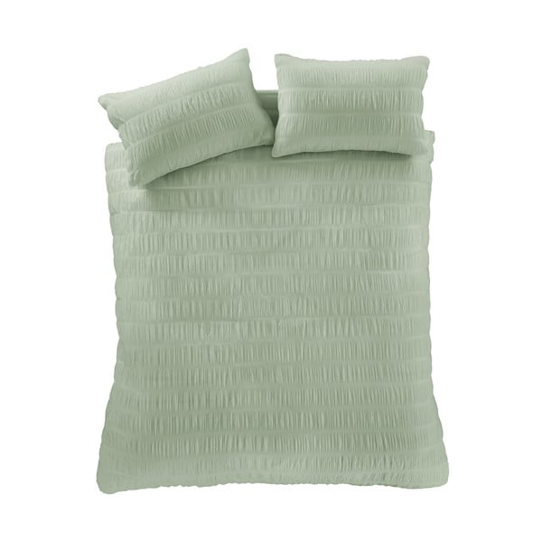 Svijetlo zelena posteljina za krevet za jednu osobu od krepa 135x200 cm Seersucker – Catherine Lansfield
