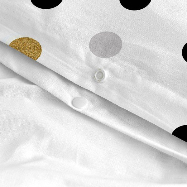 Bijela pamučna navlaka za poplun za krevet za jednu osobu 140x200 cm Golden dots – Blanc-image-4