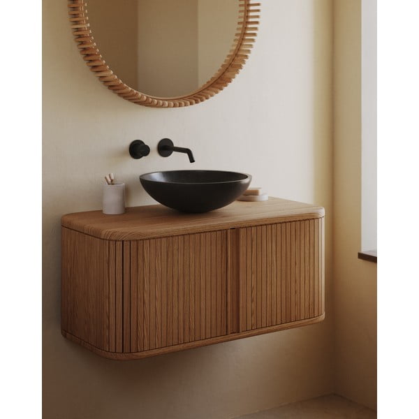 Zidni ormarić za ispod umivaonika u dekoru jasena u prirodnoj boji 90x40 cm Mailen – Kave Home-image-1