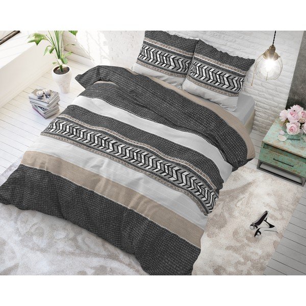 Siva pamučna posteljina Pure Cotton Northern Stripe, 140 x 200/220 cm-image-1