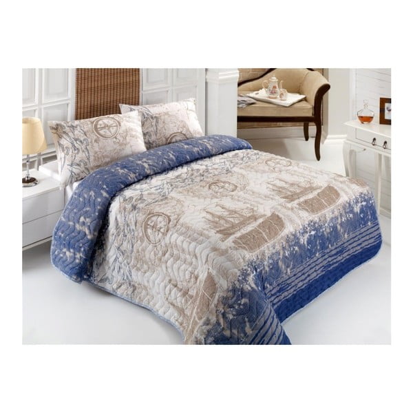 Prošiveni prekrivač za bračni krevet s jastučnicama Pasula, 200 x 220 cm
