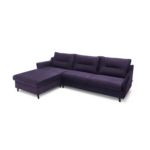 Šljivo-ljubičasti baršunasti kutni kauč na razvlačenje Bobochic Paris Loft, lijevi kut-image-4