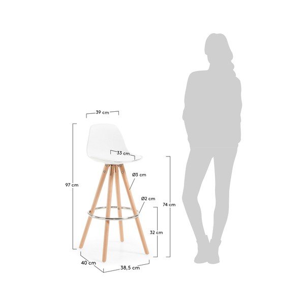 Set od 2 bijele La Forma Stag barske stolice-image-1