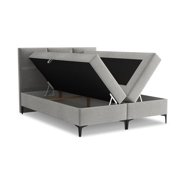 Svijetlo sivi boxspring krevet s prostorom za odlaganje 180x200 cm Pakalana – Makamii-image-1