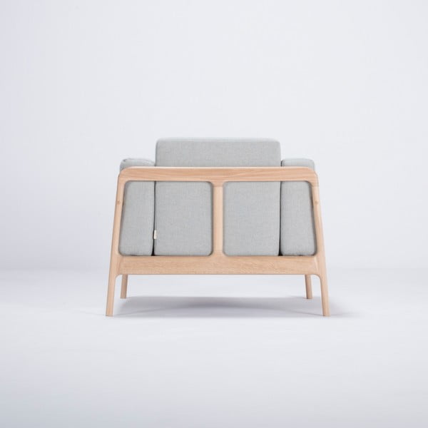 Fotelja od hrasta sa plavo-sivim tekstilnim sjedalom Gazzda Fawn-image-4