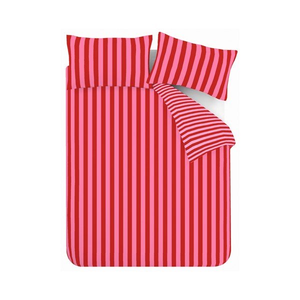 Crvena/ružičasta posteljina za krevet za jednu osobu 135x200 cm Stripe Tease – Sassy B
