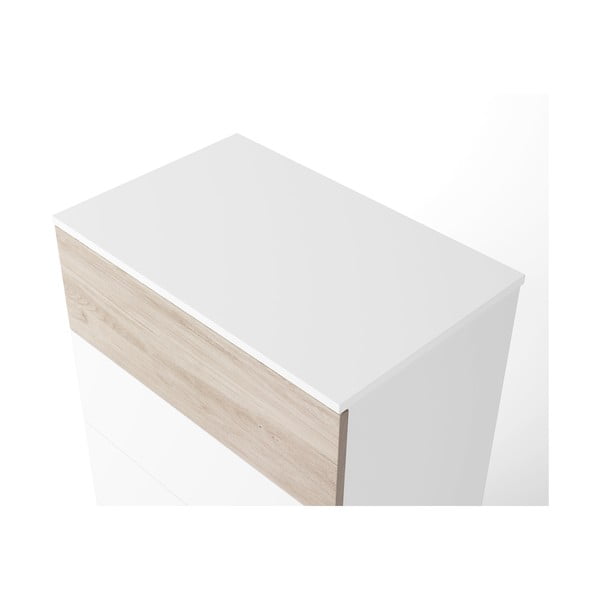 Bijela visoka komoda u dekoru hrasta 62x111 cm Sahara - Marckeric-image-4