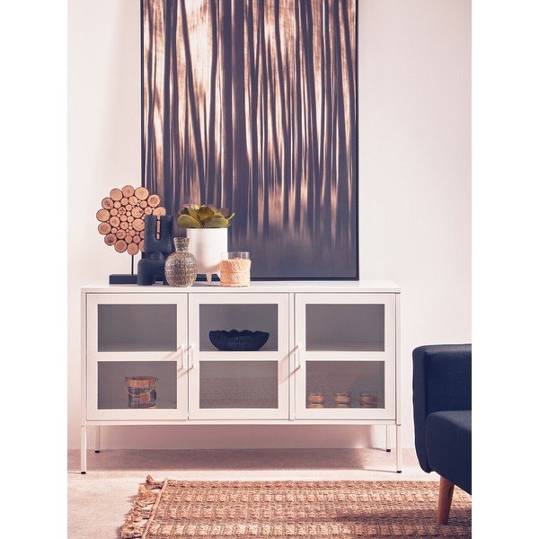 Bijela željezna vitrina 140x80x45 cm Acier – Premier Housewares-image-1