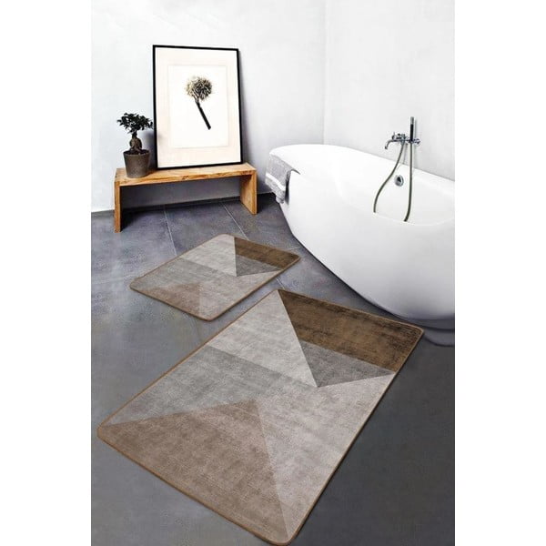 Sive/smeđe od samta kupaonske prostirke u setu 2 kom 60x100 cm – Mila Home-image-1