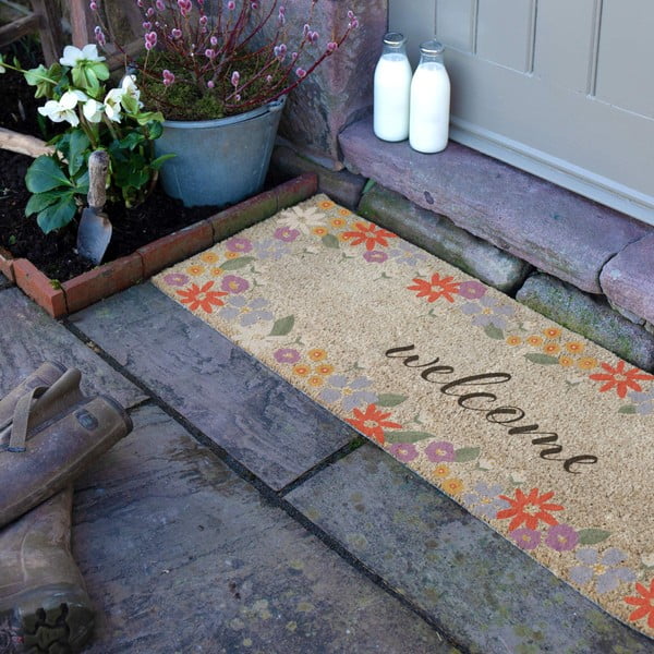 Otirač od kokosovih vlakana 40x120 cm Welcome Floral – Artsy Doormats-image-2