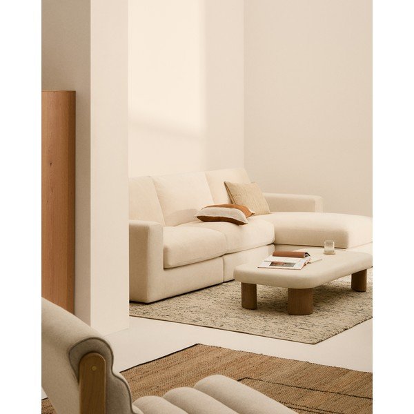 Bež kutna garnitura od šenila (s desnim kutom/s ležaljkom) Alea – Kave Home-image-1