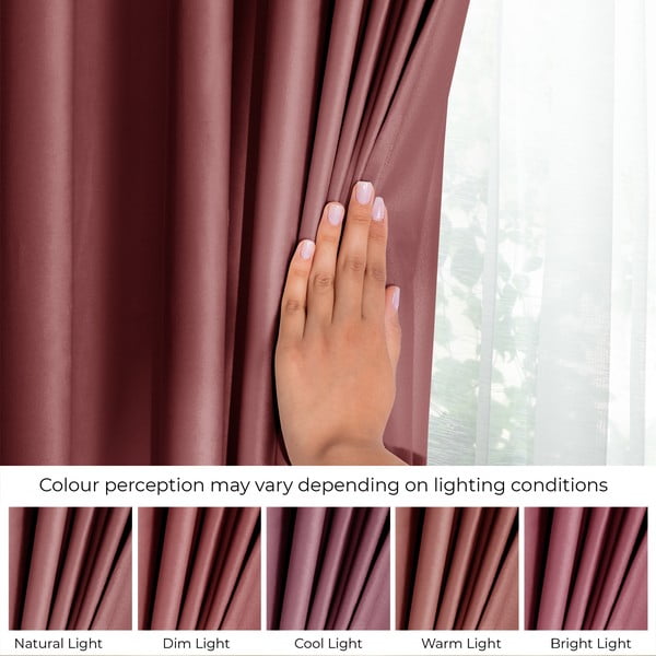 Ružičasta zavjesa za djelomično zamračenje od samta 140x245 cm Eyelets – Restilo-image-4