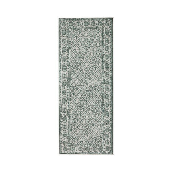 Dvostrani tepih sivo-zelenog uzorka Bougari Curacao, 80 x 250 cm