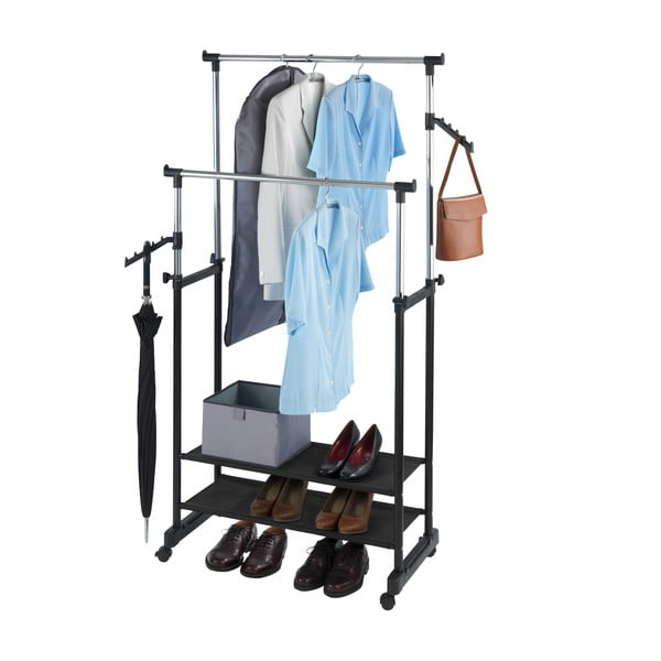 Crni metalni teleskopski mobilni stalak za odjeću All In - Wenko-image-2