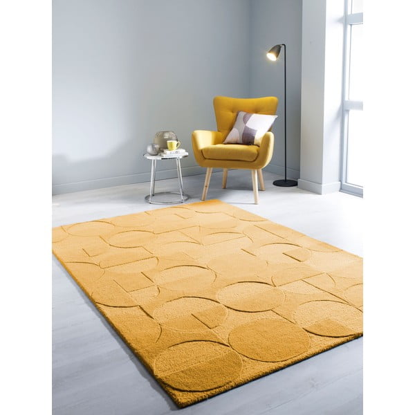 Žuti vuneni tepih Flair Rugs Gigi, 160 x 230 cm-image-1
