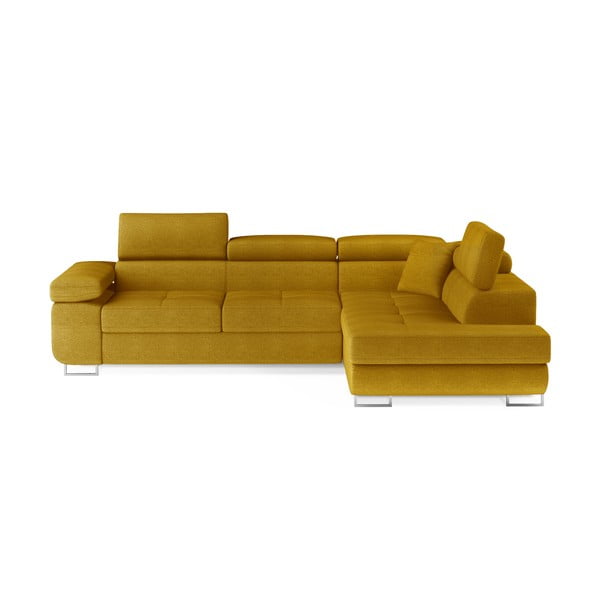 Žuta  sklopiva/s prostorom za odlaganje kutna garnitura (s desnim kutom/u obliku slova L) Anton – ELTAP